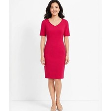 NEW Talbots Red Short Sleeve Stretchy Sheath Dress size 4 Office Preppy