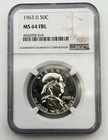 1963-D Franklin Half Dollar 50C NGC MS64 FBL Full Bell Lines Silver Coin - BM1