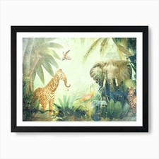 Exotic Junlge Animal Art Illustrati Framed Wall Art Poster Canvas Print Picture