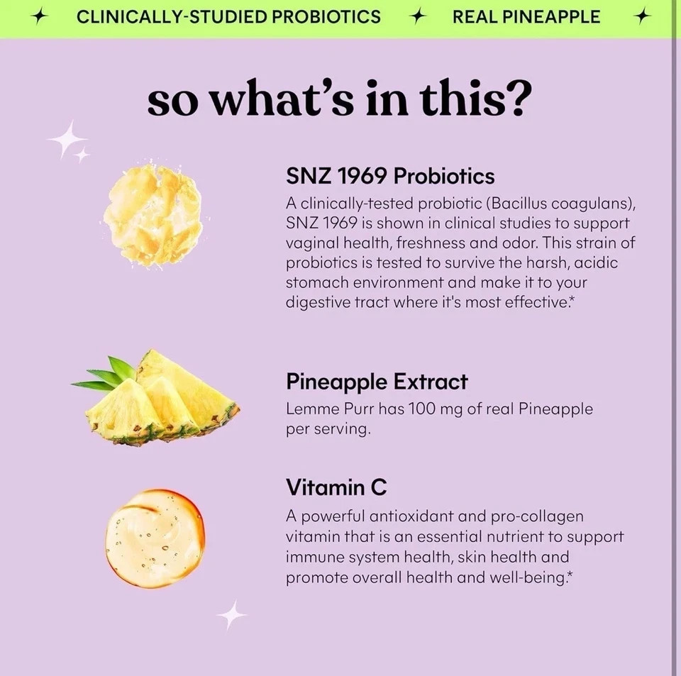 NEW Lemme Purr Vaginal Probiotic Capsules for Women-Balanced pH,Healthy Odor60Ct thumbnail 3