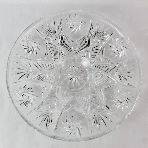 Vintage Anchor Hocking Glass Serving Dish Snowflake Design 13.75"