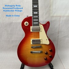 LP Cherry Red Burst Flame Top Electric Guitar Gold Parts USA Shipment Real Photo