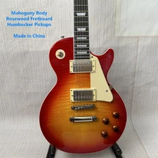 New LP Cherry Red Burst Flame Maple Top Electric Guitar Gold Parts USA Shipment