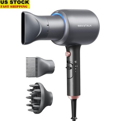 Ionic Hair Dryer 1875W Fast Drying W/ Diffuser Comb Attachments 3 Heat Settings