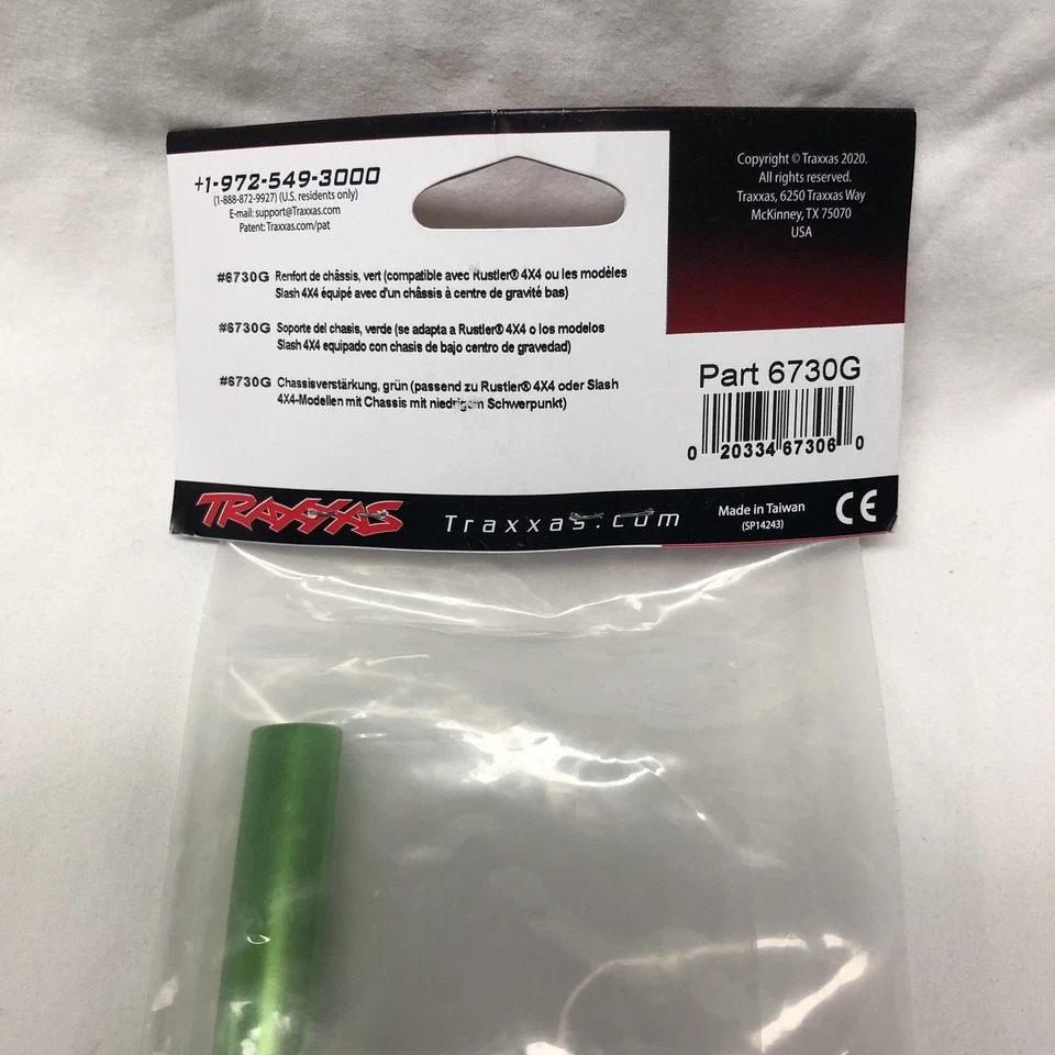 Traxxas 6730G Chassis Brace Kit GREEN fit Rustler Slash 4x4 equipped with Low-CG - Image 3 of 3