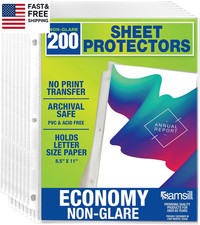 200 Pack Sheet Protectors, 8.5X11 Inch Page Protectors for 3 Ring Binder, Standa