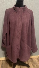 D&Co Women’s XXL Mauve Full Zip Fleece Jacket Large Pockets Cozy Cabincore