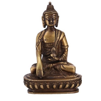 Buddha Statue aus Messing Bhumisparsa Mudra 14 cm - Modell 5 - 14*9*6 cm