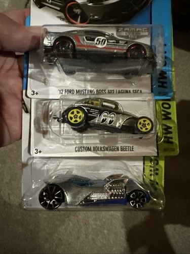 ZAMAC 3 Set Hot Wheels 2014 MUSTANG TWIN MILL 3 VW BEETLE CUSTOM “Moon Eyes” 👀 - Picture 13 of 17