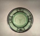 Vintage Green Depression Glass Flower Basket Plate Silver Filigree Overlay 8.25"