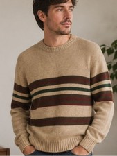 Classic Vintage Knight Knit Striped Grandpa Sweater Men s Large 1990s Retro
