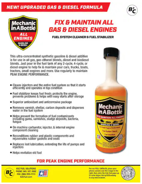 Mechanic in a Bottle Gas & Diesel Fuel Treatment 16 oz.