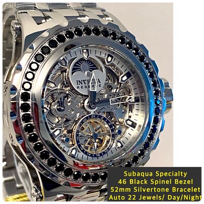 52mm Auto SPINEL Bezel SUBAQUA Skeleton Day/Night Bracelet Invicta Mens Watch