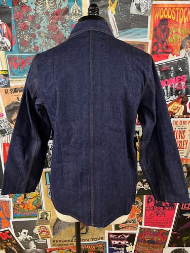 Vintage Golden Horse Indigo Denim Chore Coat Plaid Lined Mens 40-44 Deadstock - Picture 10 of 12