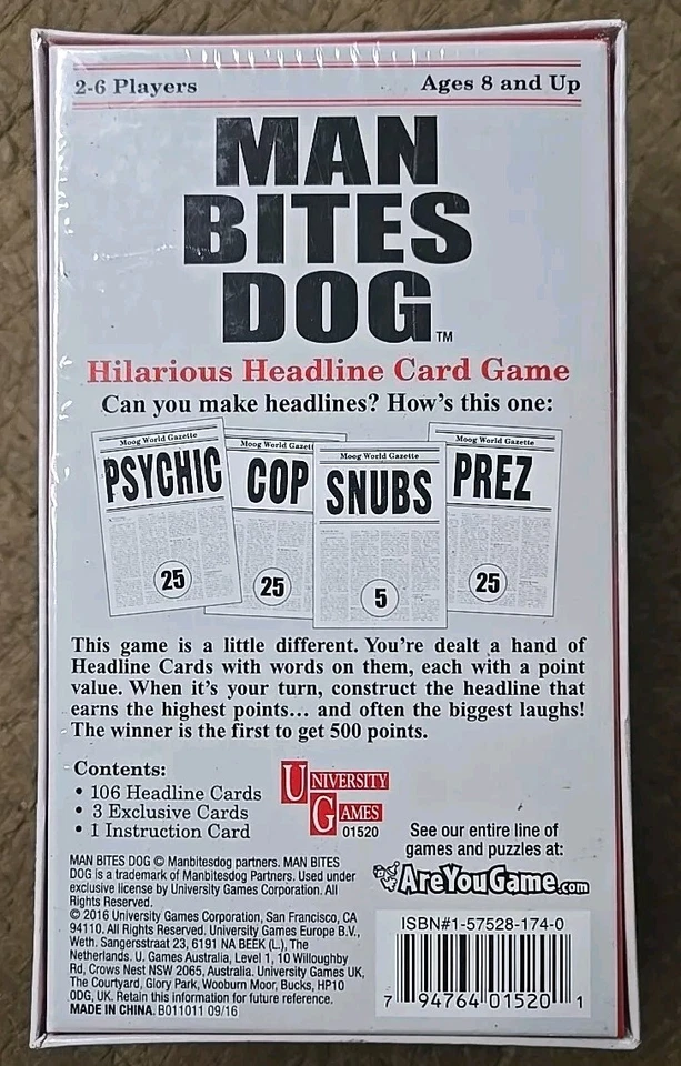 Man Bites Dog Comedy Creative Word Headline Card Game Party Game - Image 2 of 2