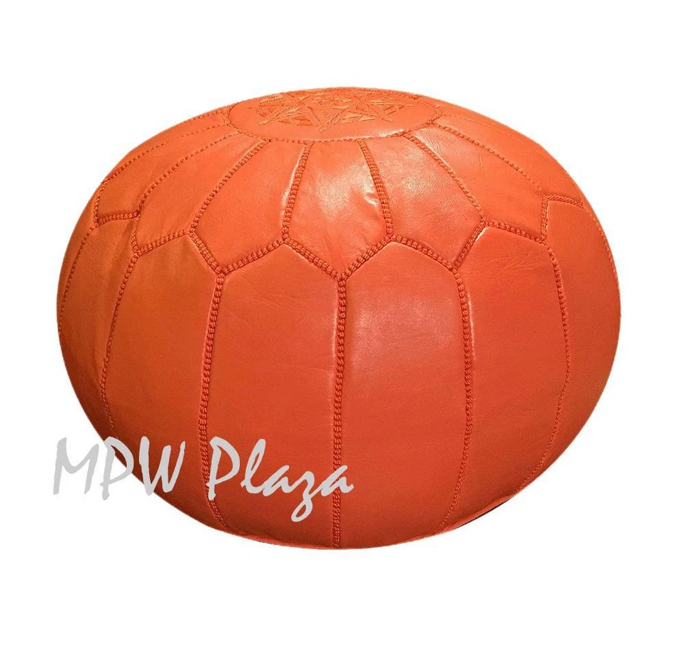 MPW Plaza Pouf,橙色,摩洛哥皮革奥斯曼(未填充) — 第 2/2 张图片