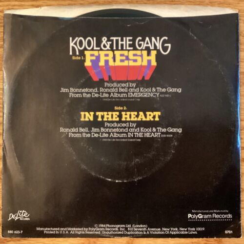 Kool & The Gang “Fresh / In The Heart” 7" 45 rpm record 880 623-7 - Picture 2 of 4