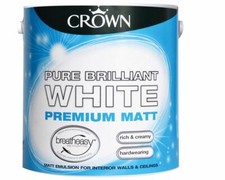 Image of Crown Premium Pure Brilliant White Matt Breatheasy Paint 2.5L Walls  Ceilings