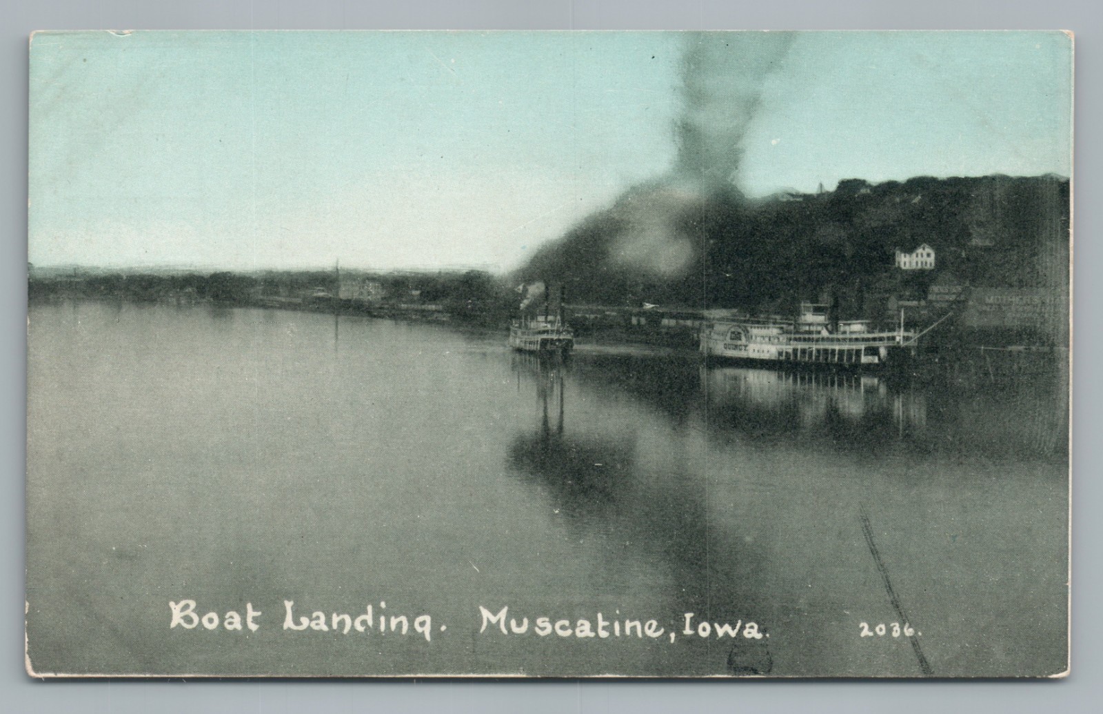 Mississippi River Boat Landing MUSCATINE Iowa Antique CU Williams
