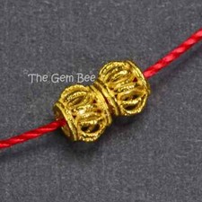 5.25mm 18k Solid Yellow Gold Fancy Spacer Findings Bead PAIR