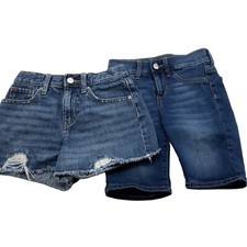 Old Navy Jean Shorts Girls Size 10 Blue High Rise / Ballerina Bermuda Cut Off