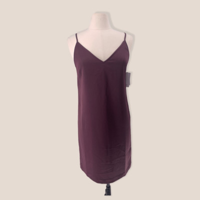 Equipment Womens Tansie Slip Dress Purple Spaghetti Strap V Neck Zip Up S New