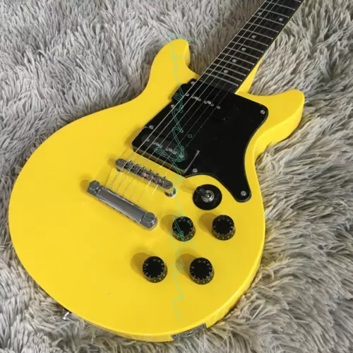 Junior Yellow TV Double Cutaway LP Electric Guitar 2P90 Pickups Chrome Hardware