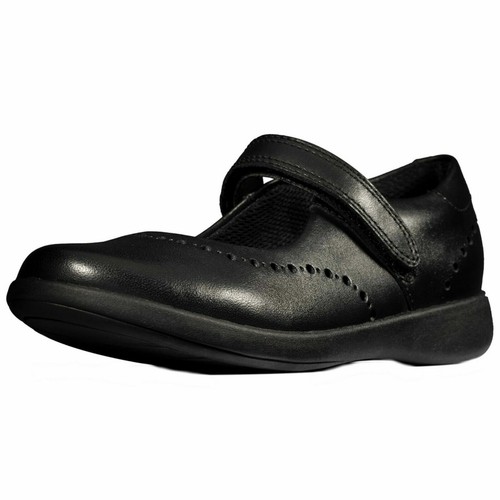 Oferta Niña Clarks Grabado Artesanal Cuero Negro Cierre Adhesivo Zapatos - Imagen 4 de 4