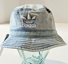 ADIDAS Unisex Originals Denim Bucket Hat Collegiate Navy White Logo OSFA
