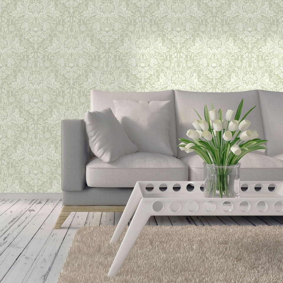 HARLEN WOODLAND DAMASK WALLPAPER SAGE GREEN HOLDEN 90162 NEW eBay