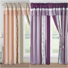 Chezmoi Collection Linnea 4-Piece Cherry Blossom Embroidery Window Curtain Set
