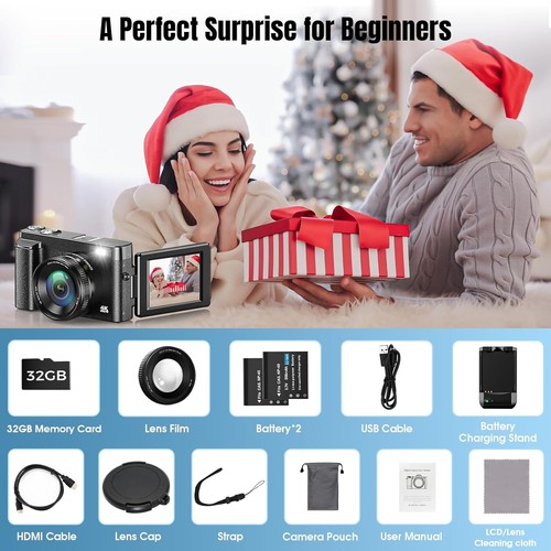 Digitalkamera, 4K 48 MP Autofokus Vlogging-Kamera mit 32G Speicherkarte 16-facher Zoom - Bild 7 von 17