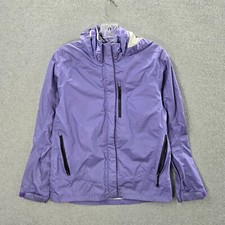 REI Girls Jacket Large Purple Hooded Full Zip Windbreaker Zippered Pockets