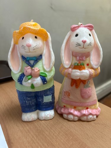 Bunnies Easter Candles Set of 2 - 6" tall by 3" long - Decorative