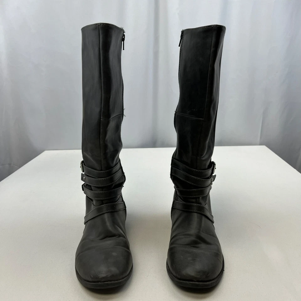 Botas para mujer Brash grises debajo de la rodilla con hebilla talla 12 cremallera Foto 3 de 4