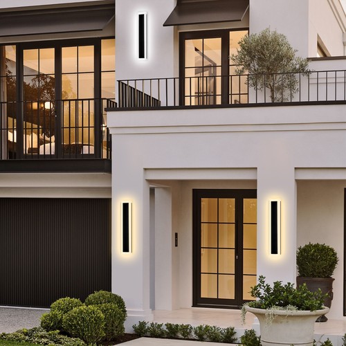 Acrylic 3 Color Dimmable Long Outdoor Wall Lights Waterproof Remote Control - Picture 5 of 14