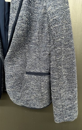 Talbots Blazer 12 Blue White Marled Jacket Career Casual Coastal Preppy New - Picture 5 of 11
