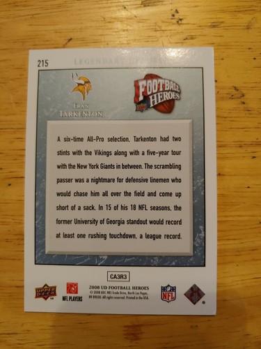 2008 Upper deck football heroes Fran Tarkenton blue, #045/125, #215 Vikings - Bild 2 von 2
