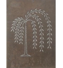 Primitive Country Punched Tin Piesafe Cabinet Panel Willow  Blackened Tin Color