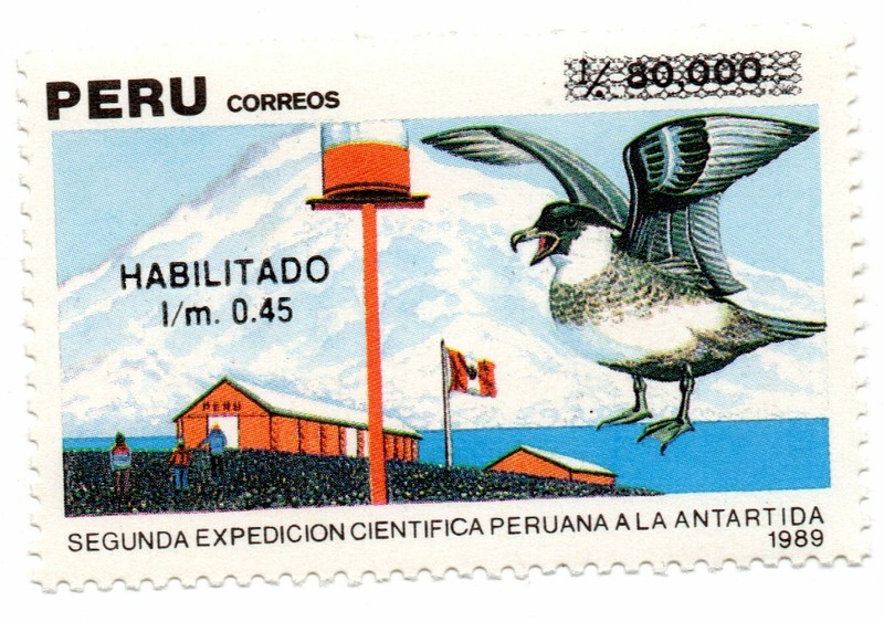 Perú 1991, Expedition to Antarctica, Seagull, Surcharged $ 0.45, accept offers *