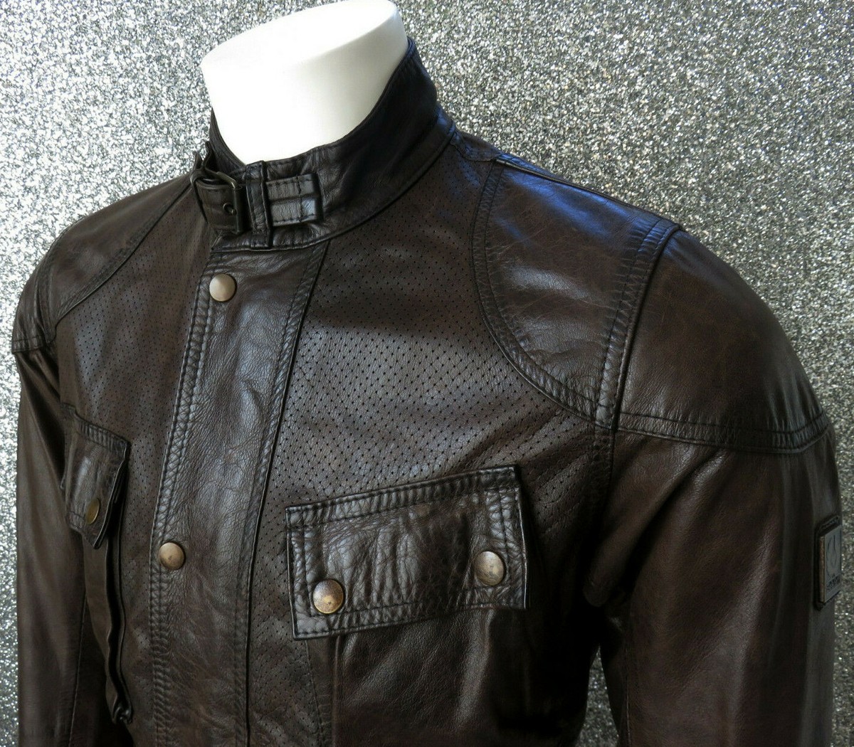 Belstaff Trialmaster Panther Gold Label Perforated Leather