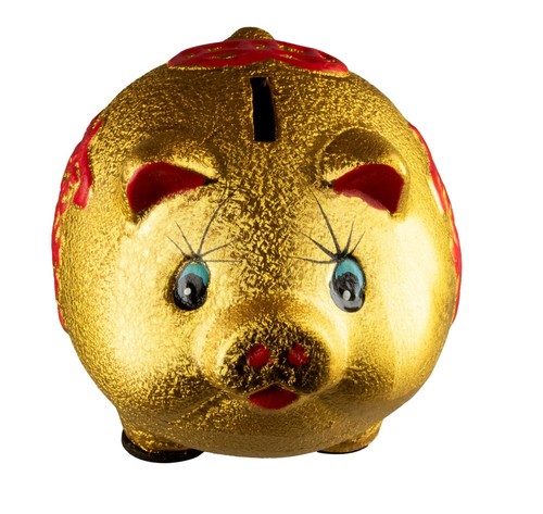 Spardose Schwein Chinesisch Golden Glücksrad 14.5 CM aus Keramik #26241 - Picture 2 of 9