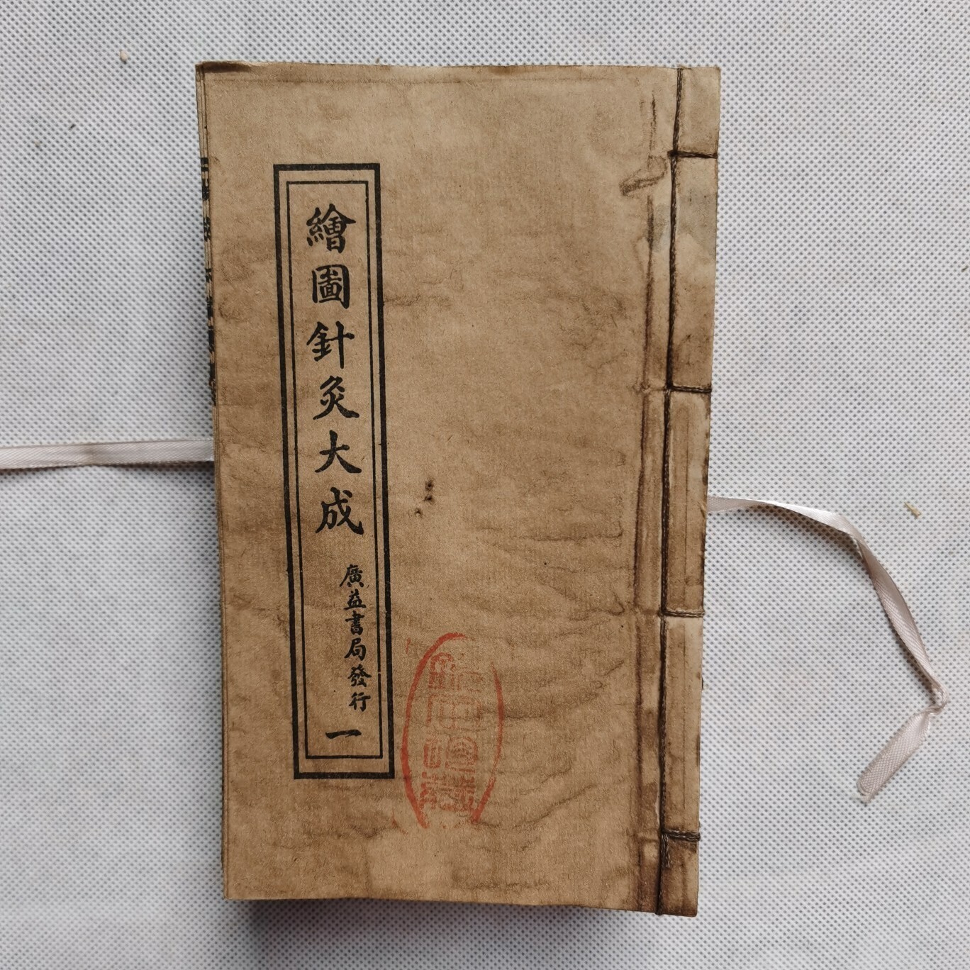 Antique thread-bound acupuncture and moxibustion book illustration