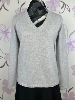  Damen weicher Pullover mit V-Ausschnitt 100% Kaschmir Größe L ( K 12 )