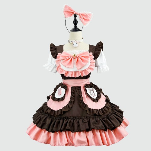 Hot Mens Plus Size Coffee Uniform Lolita Maid Dress Cosplay Costume Party Unisex - Picture 4 of 6