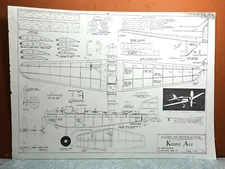 KEANE ACE BALSA FREE FLIGHT MODEL AIRPLANE PLANS 13" WINGSPAN