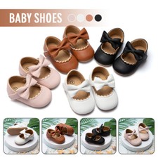 Baby Infant Toddler Soft Faux Leather Casual Shoes Bowknot Non-slip Rubber Sole