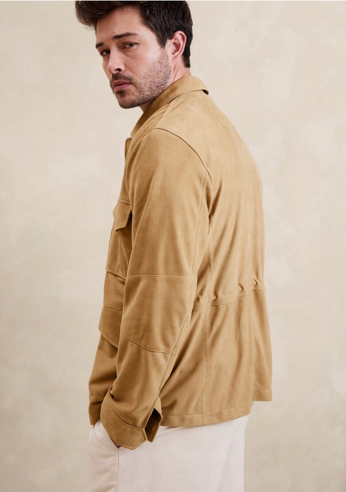 New Banana Republic Mens M Caramel Brown Suede Traveler Jacket Medium $700 image 3
