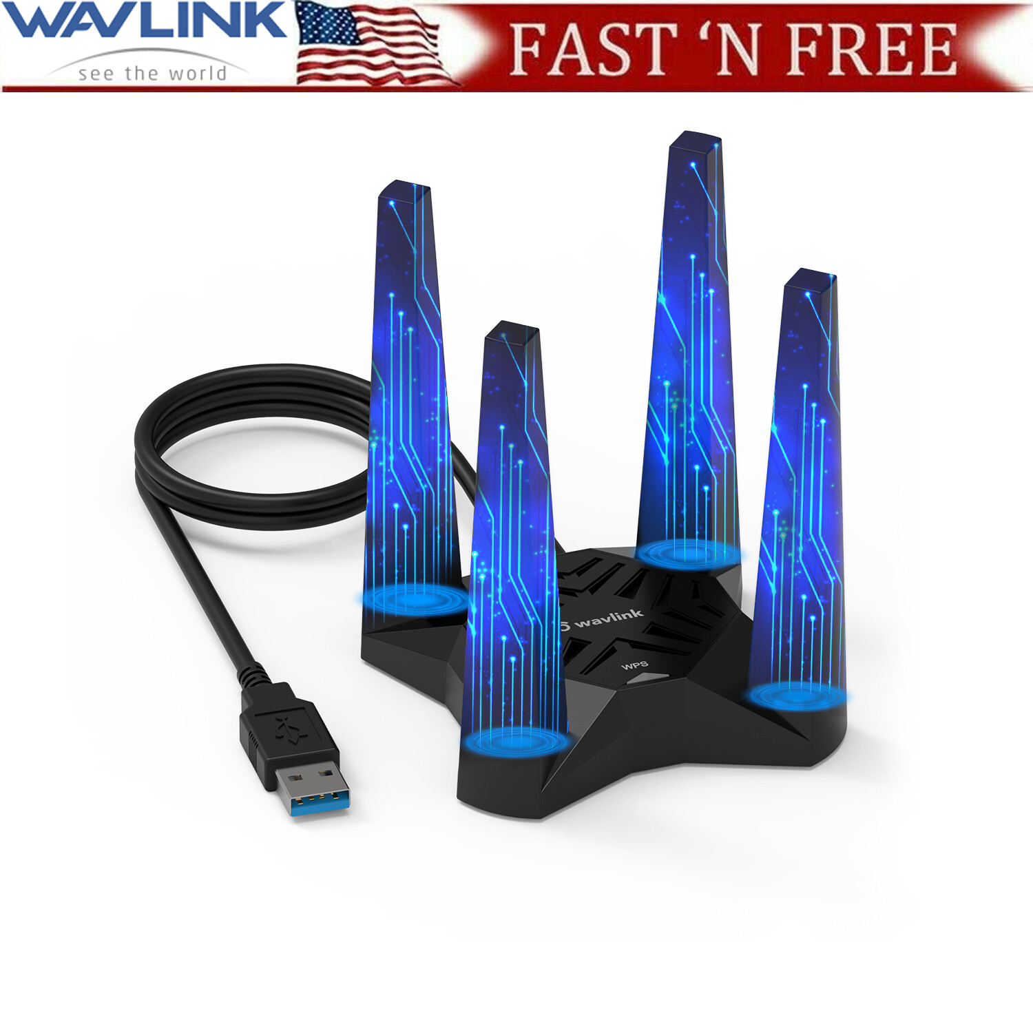 USB 3.0 WiFi Adapter 1900Mbps Long Range Dual Band 5Ghz Wireless Network Dongle