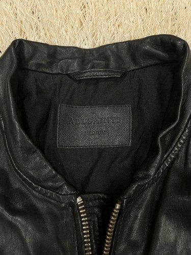 All Saints Sanderson Leather Regular Fit Moto Bomber Jacket in Black Size M - Picture 4 of 7